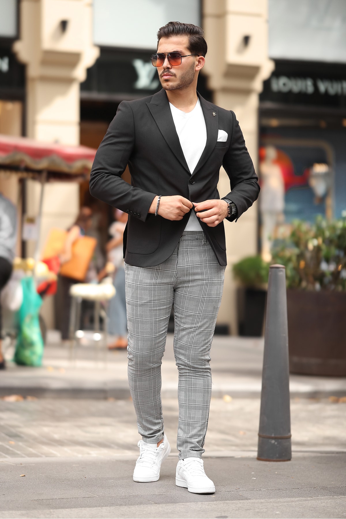 İTALYAN STİL SİVRİ YAKA SİYAH BLAZER ERKEK TEK CEKET