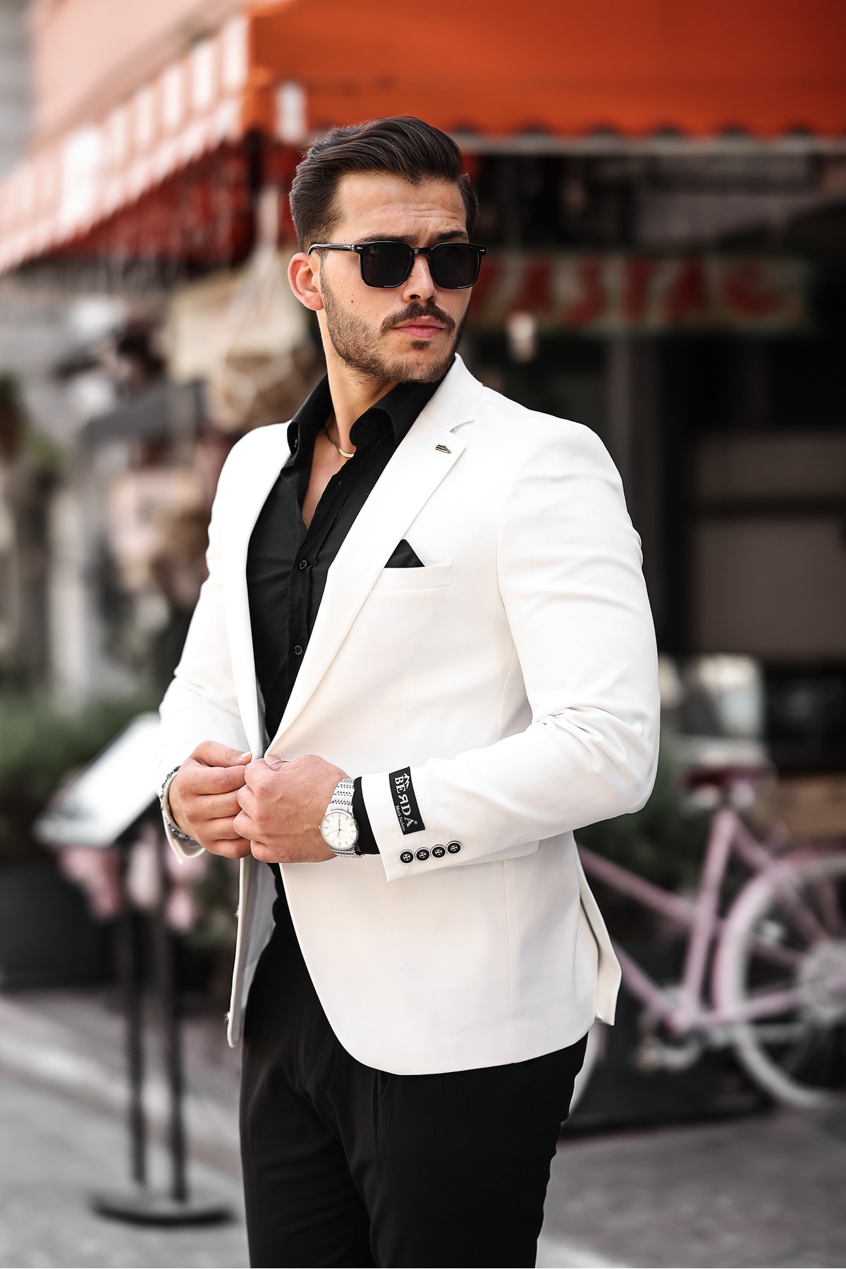 İTALYAN STİL MONO YAKA BLAZER CEKET ERKEK - Beyaz