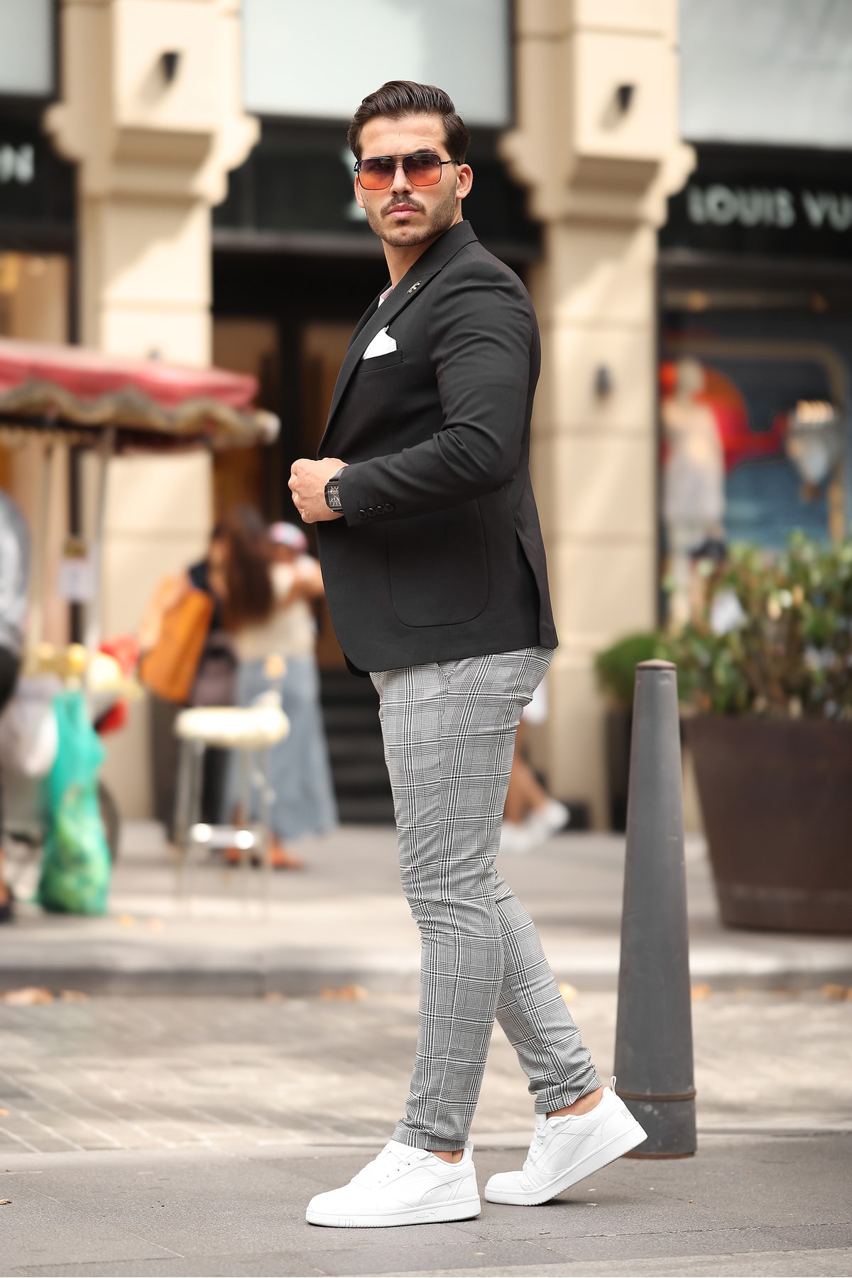 İTALYAN STİL SİVRİ YAKA SİYAH BLAZER ERKEK TEK CEKET