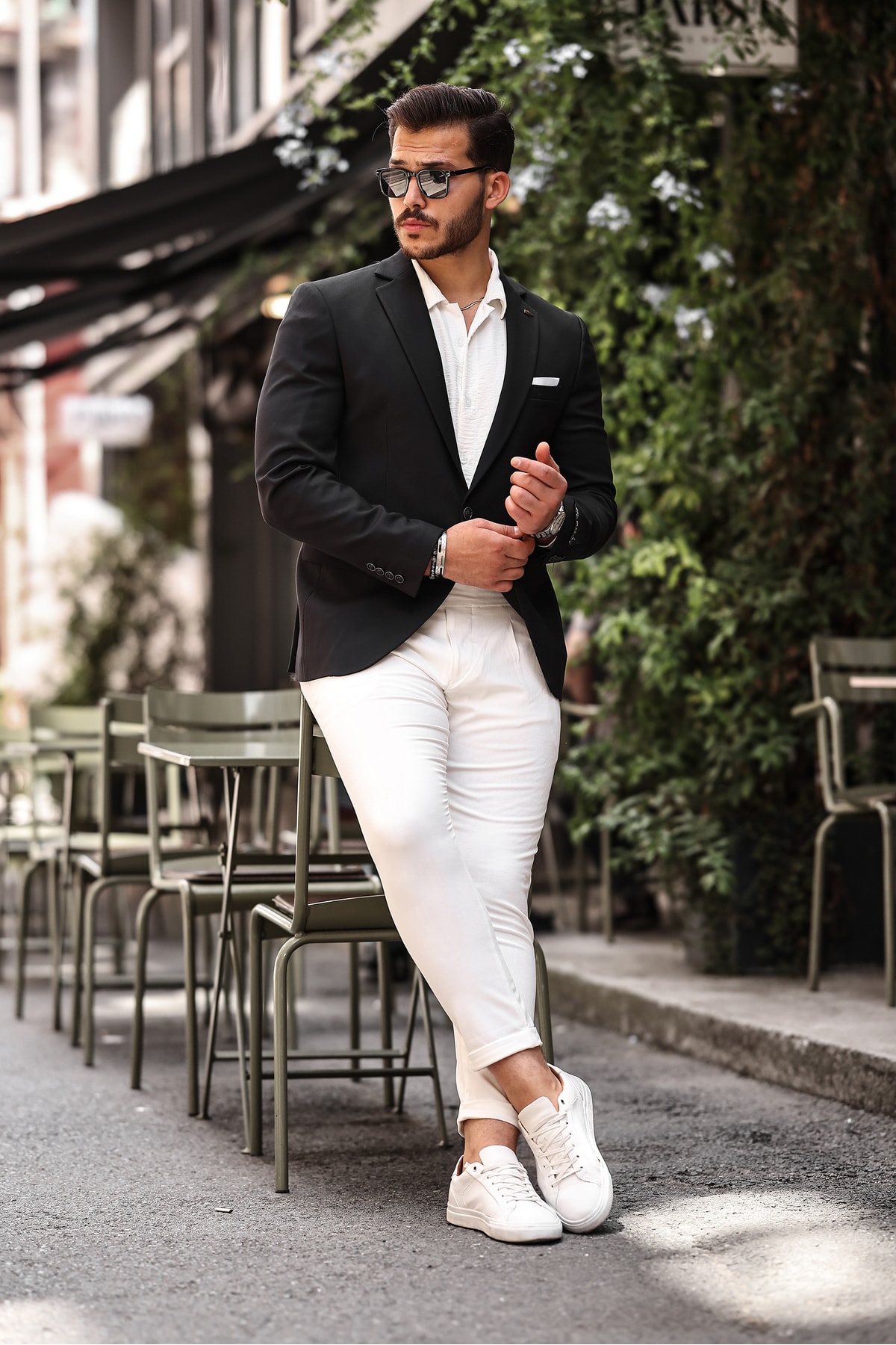 İTALYAN STİL SİVRİ YAKA SİYAH BLAZER ERKEK TEK CEKET - Siyahh
