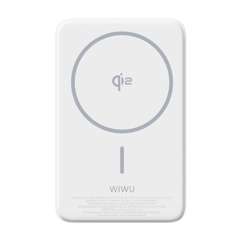 Wiwu Wi-P031 Qi2 Şarj Teknolojili LED Işık Göstergeli Standlı 30W Taşınabilir Magsafe Wireless Powerbank 10.000mAh