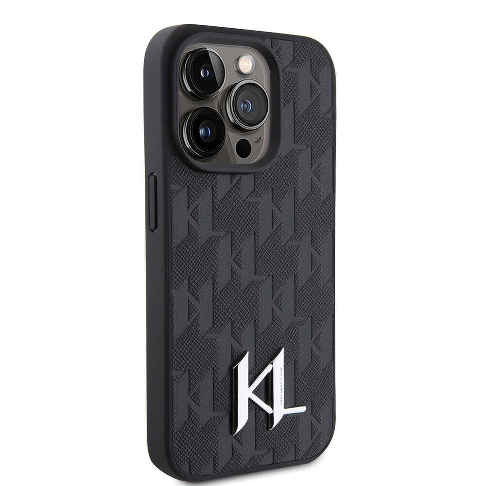 iPhone 15 Pro Kılıf Karl Lagerfeld Hot Stamp K&L Metal Logo Orjinal Lisanslı Kılıf