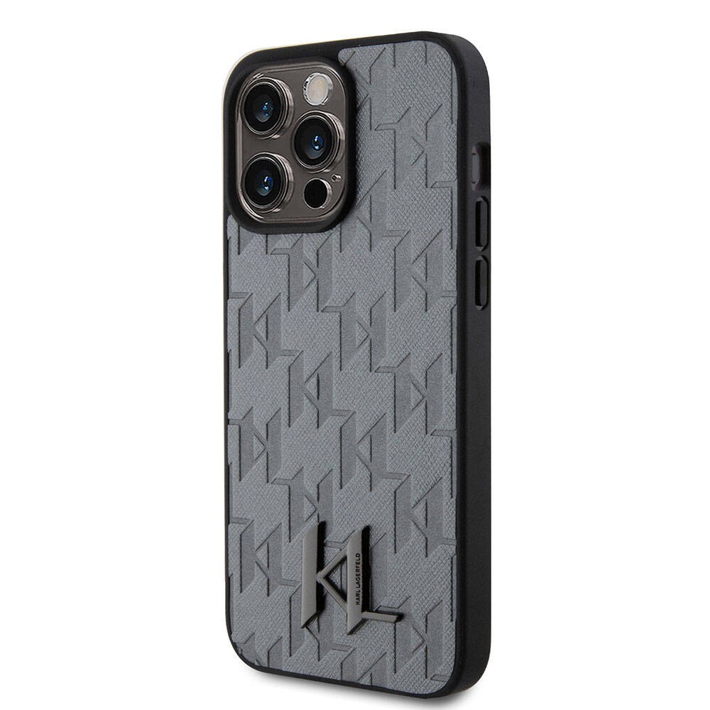 iPhone 15 Pro Kılıf Karl Lagerfeld Hot Stamp K&L Metal Logo Orjinal Lisanslı Kılıf