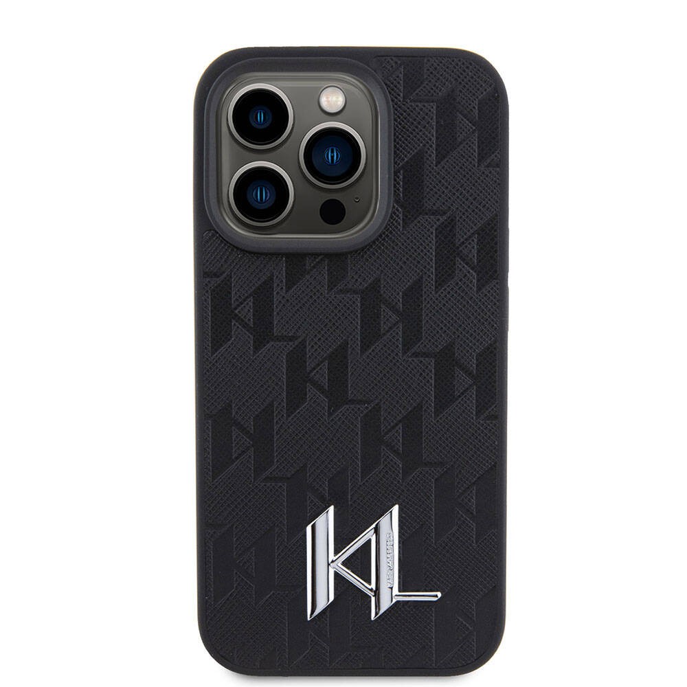 iPhone 15 Pro Kılıf Karl Lagerfeld Hot Stamp K&L Metal Logo Orjinal Lisanslı Kılıf