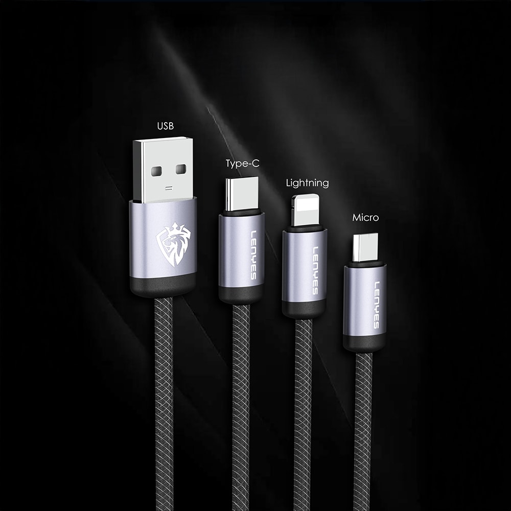 Lenyes LC537 USB-A to Type-C Örgü Tasarımlı Hızlı Şarj Özellikli Data ve Şarj Kablosu 10W 1M