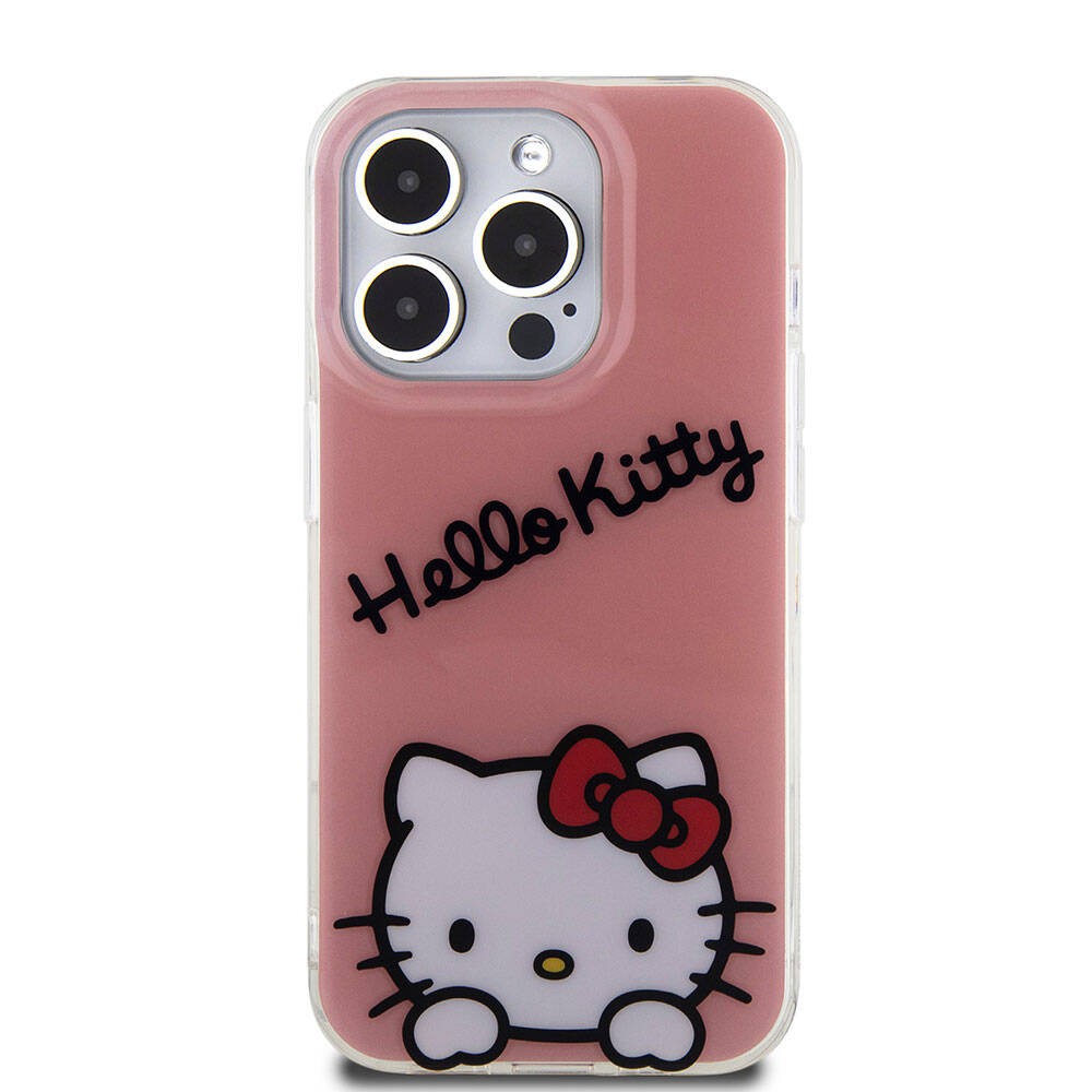 iPhone 15 Pro Kılıf Hello Kitty Orjinal Lisanslı Askılı Yazı ve İkonik Logolu Daydreaming Kılıf