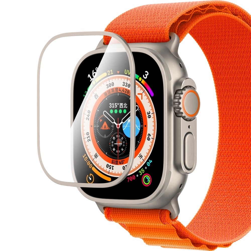Apple Watch Ultra 49mm CaeWorld Alloy Serisi Safir Akıllı Saat Temperli Cam Ekran Koruyucu