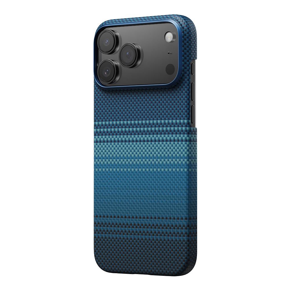 Apple iPhone 17 Pro Max Kılıf M-safe Şarj Özellikli Aramid Fiber Pitaka Tactile Woven Sunset-Moonrise Serisi Sunset Kapak