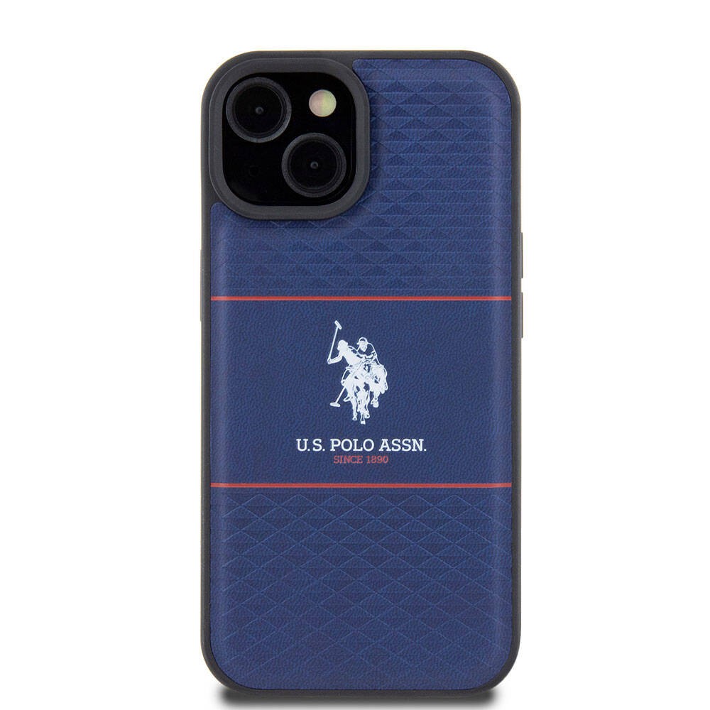 iPhone 15 Kılıf U.S. Polo Assn. Orjinal Lisanslı Deri Şeritli Logo Dizayn Kılıf