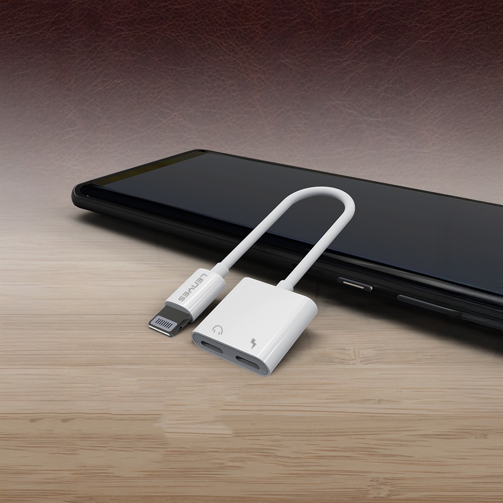 Lenyes AX92 Lightning to Lightning 2in1 Şarj ve Kulaklık Dönüştürücü Adaptör