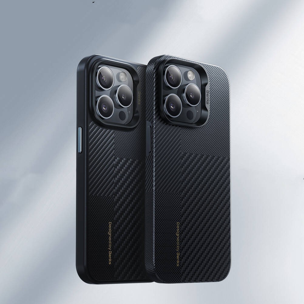 iPhone 14 Pro Max Kılıf Magsafe Şarj Özellikli Karbon Fiber Benks Montage Hybrid ArmorPro Kevlar Kılıf