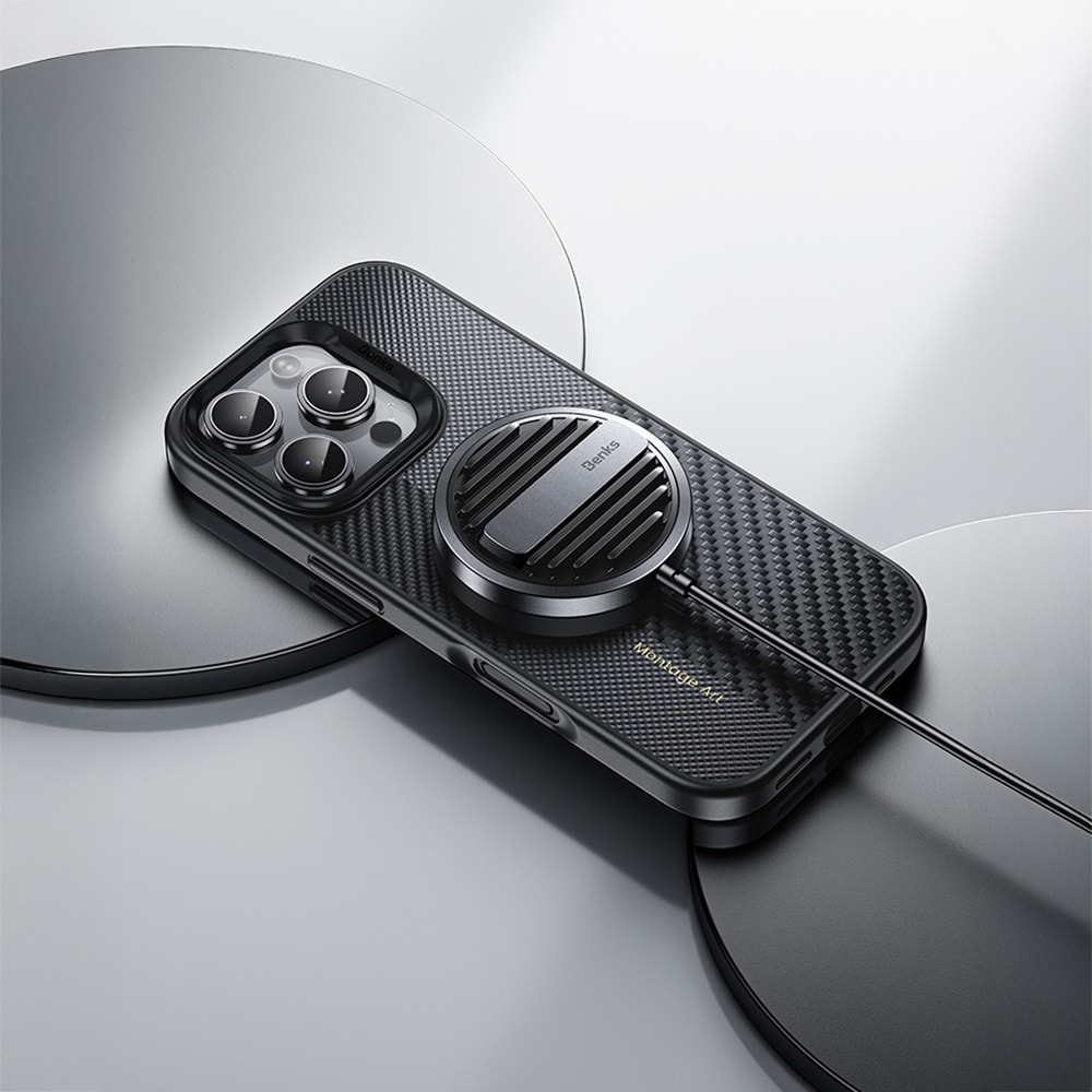 Apple iPhone 16 Pro Kılıf Karbon Fiber M-safe Şarj Özellikli Kamera Kontrol Butonlu Benks Hybrid ArmorPro Montage Kevlar Kapak