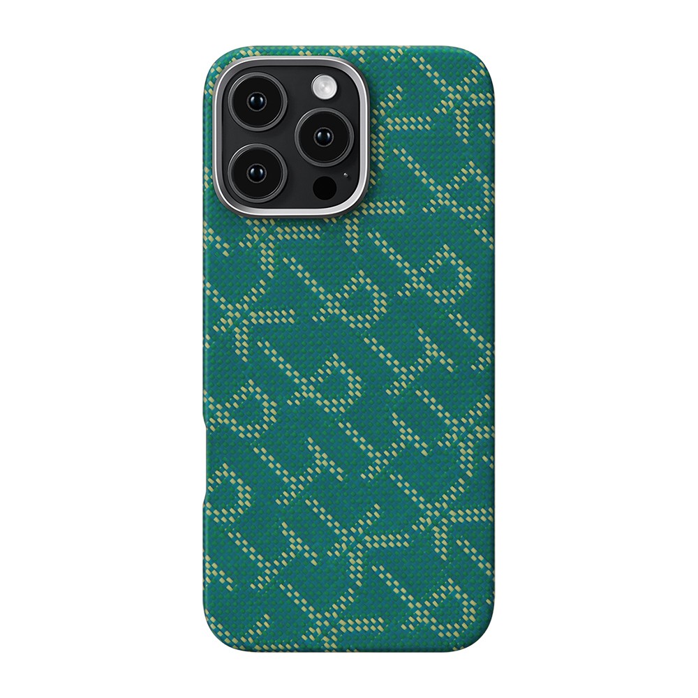 iPhone 16 Pro Max Kılıf MagSafe Şarj Özellikli Aramid Fiber Pitaka Tactile Woven Monogram Serisi Kılıf