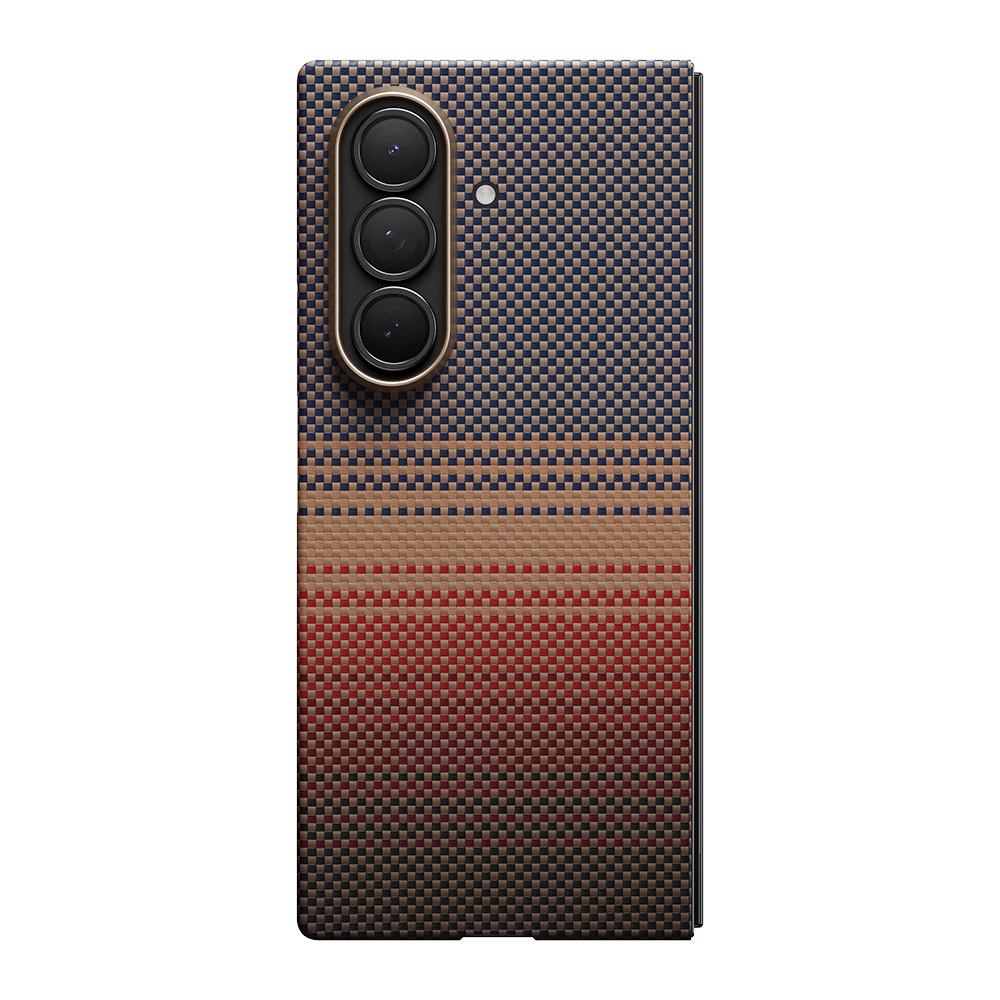 Galaxy Z Fold 7 Kılıf M-safe Şarj Özellikli Aramid Fiber Pitaka Tactile Woven Sunset-Moonrise Serisi Kapak