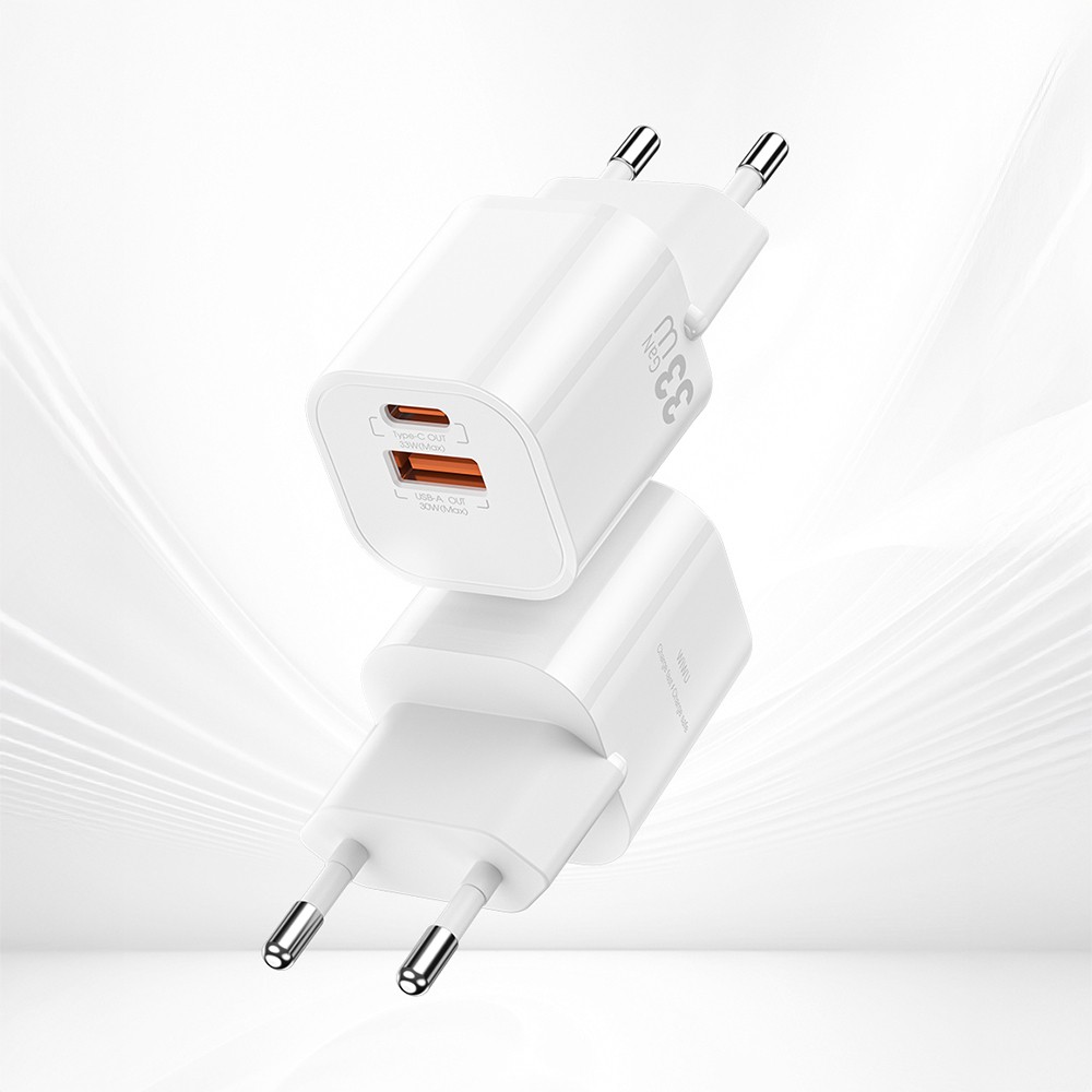 Wiwu Wi-G017 Cube Serisi Type-C PD & USB-A GaN Tech PD Hızlı Şarj Özellikli Mini Şarj Başlığı 33W