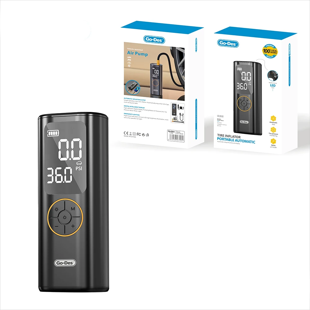 Go Des GD-B638 LED Işıklı Araç Hava Kompresörü ve Powerbank 12V