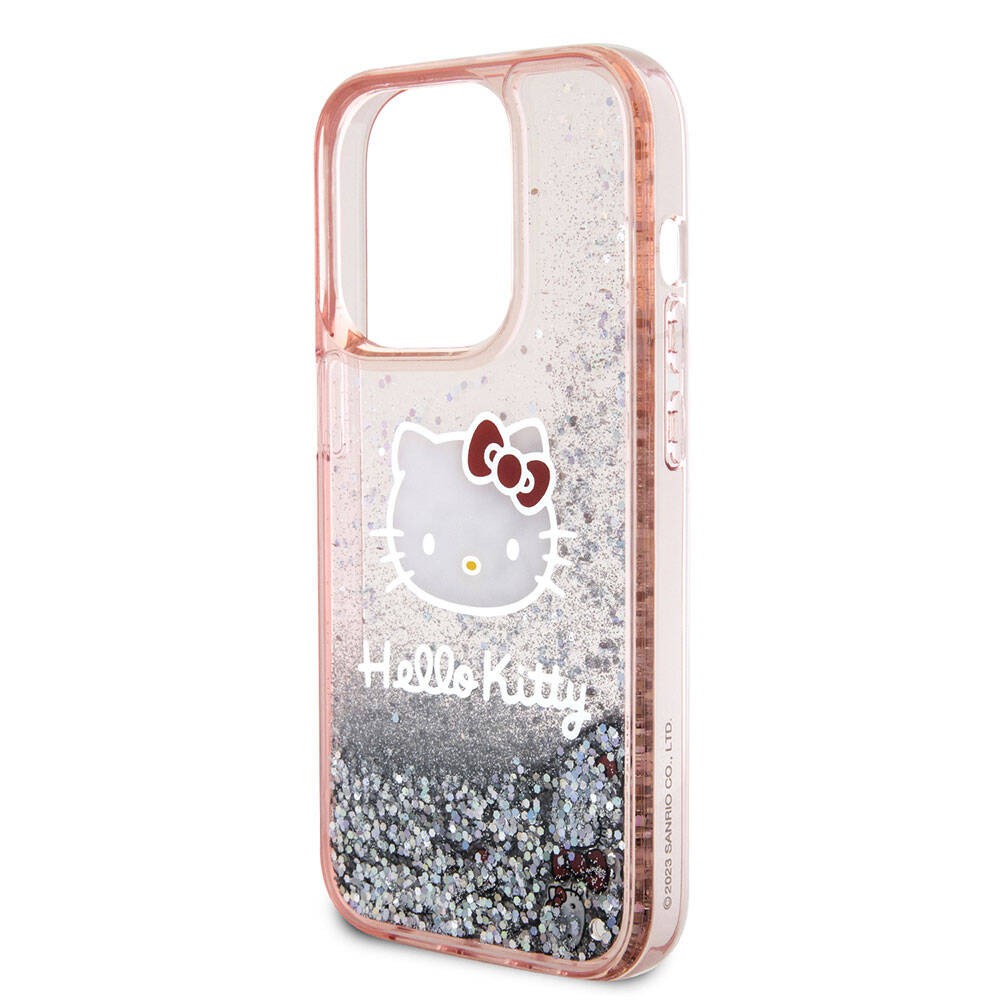 iPhone 15 Pro Kılıf Hello Kitty Orjinal Lisanslı İkonik Sıvılı Glitter Kılıf