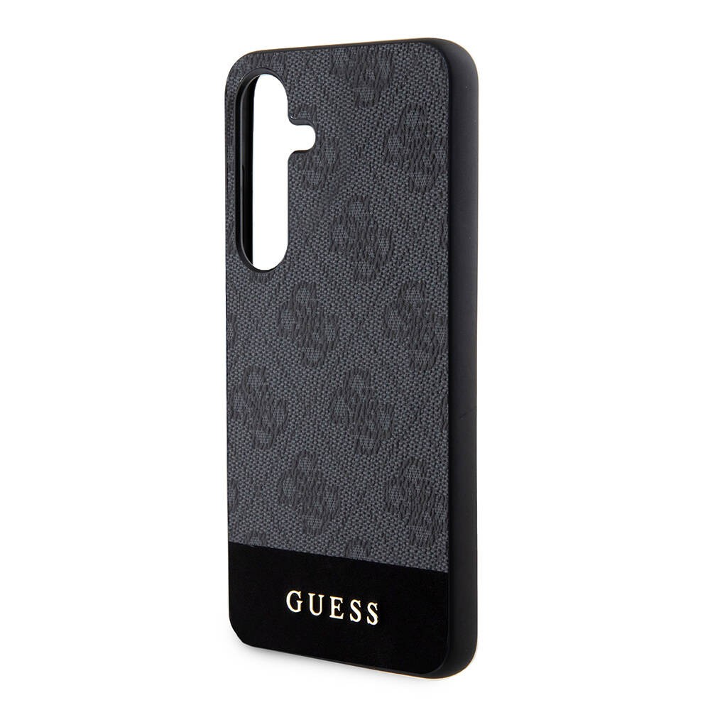 Galaxy S24 Kılıf Guess Orjinal Lisanslı PU Deri Şerit Logo Dizaynlı Kılıf