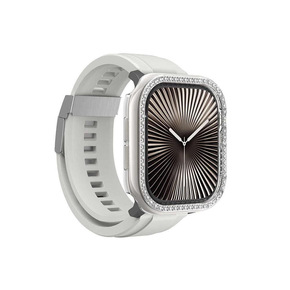 Apple Watch 10 42mm Amazingthing Gleam Fit FullGuard Taşlı Sert PC Kasa ve Ekran Koruyucu