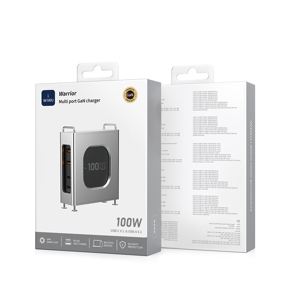 Wiwu Wi-G013 Warrior Serisi GaN Tech Hızlı Şarj Özellikli Şarj Başlığı 100W