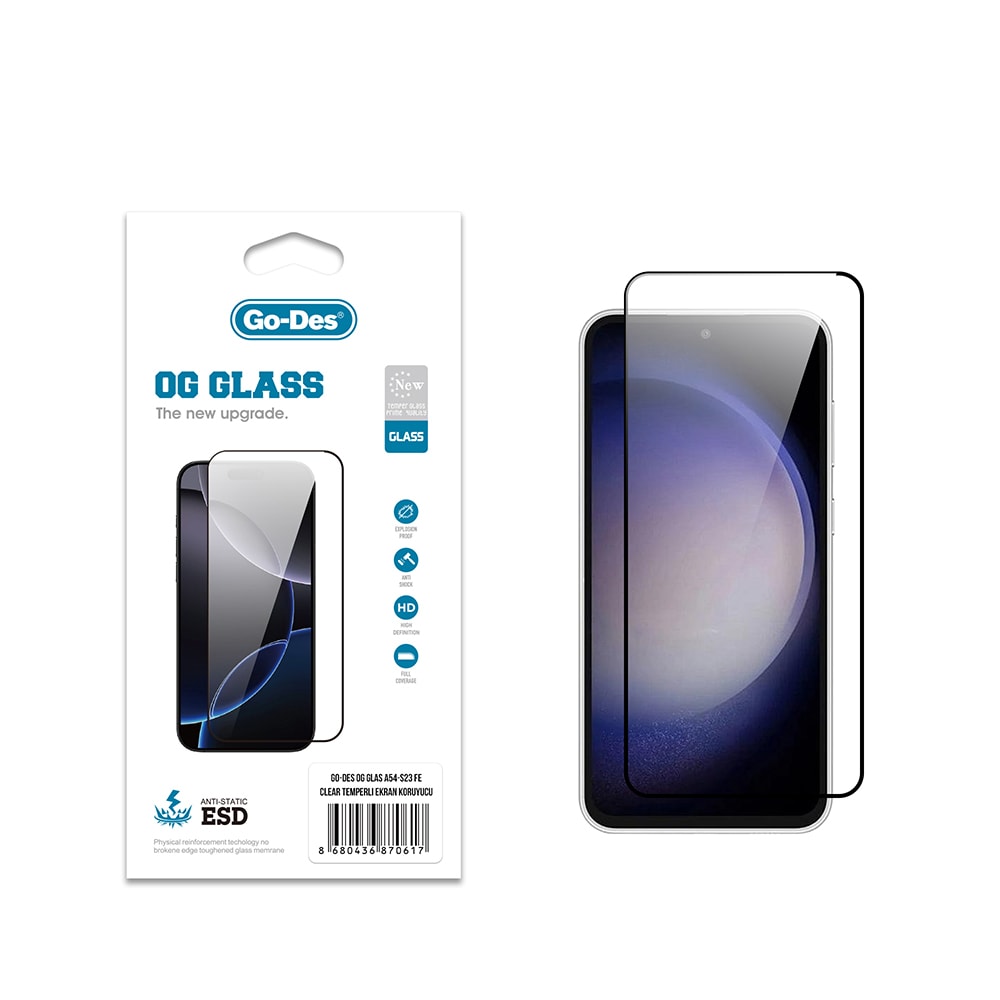 Galaxy S23 FE Go Des OG Glass Antistatik Temperli Cam Ekran Koruyucu