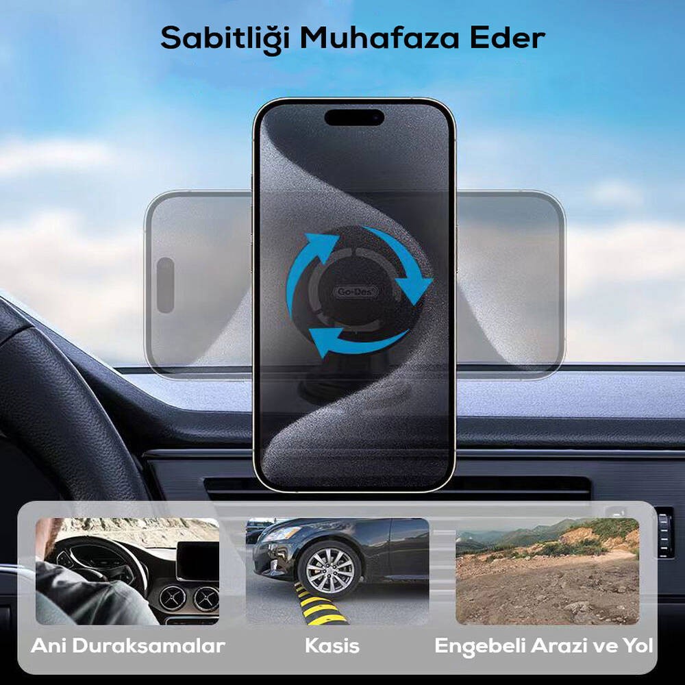 Go Des GD-HD936 360° Dönebilen ve Uzayan Başlıklı Araç Telefon Tutucu