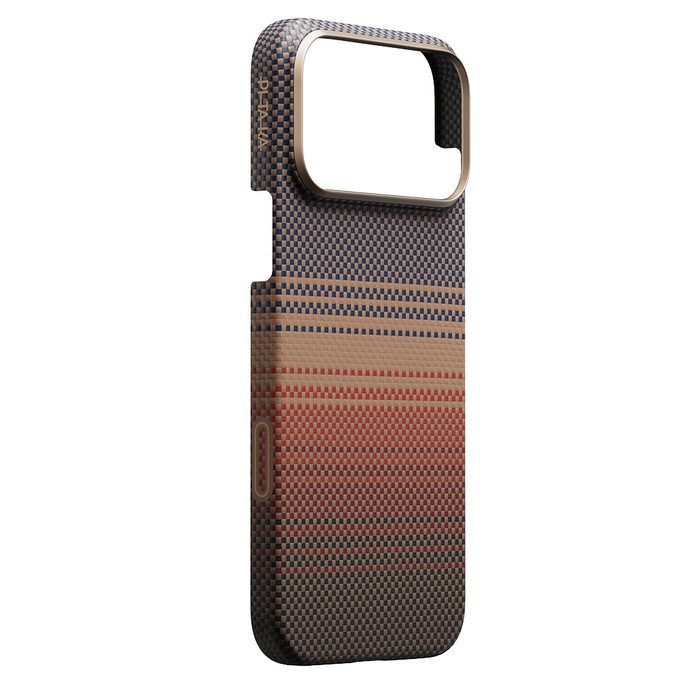 Apple iPhone 17 Pro Kılıf M-safe Şarj Özellikli Aramid Fiber Pitaka Tactile Woven Sunset-Moonrise Serisi Sunset Kapak