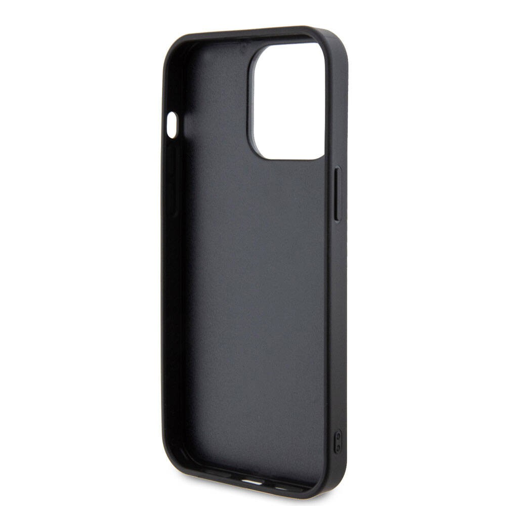 iPhone 15 Pro Max Kılıf Guess Orjinal Lisanslı Taşlı Arka Yüzey Metal Yazı Logolu Kılıf