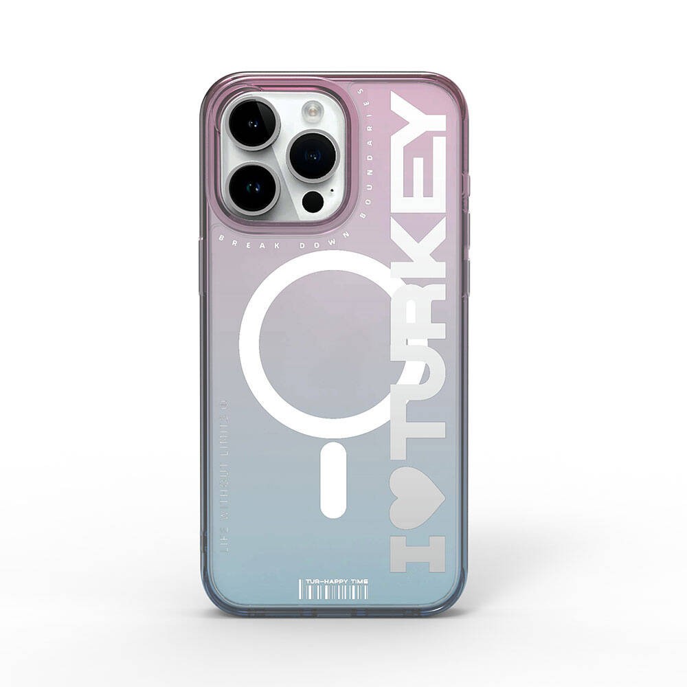 iPhone 15 Pro Kılıf Magsafe Şarj Özellikli Transparan Renk Geçişli Wiwu Turkey C Serisi Kılıf