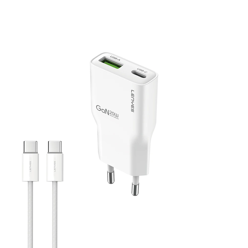 Lenyes LCH11 Serisi Type-C to Type-C GaN Teknolojili PD Hızlı Şarj Özellikli Kablolu Şarj Seti 20W