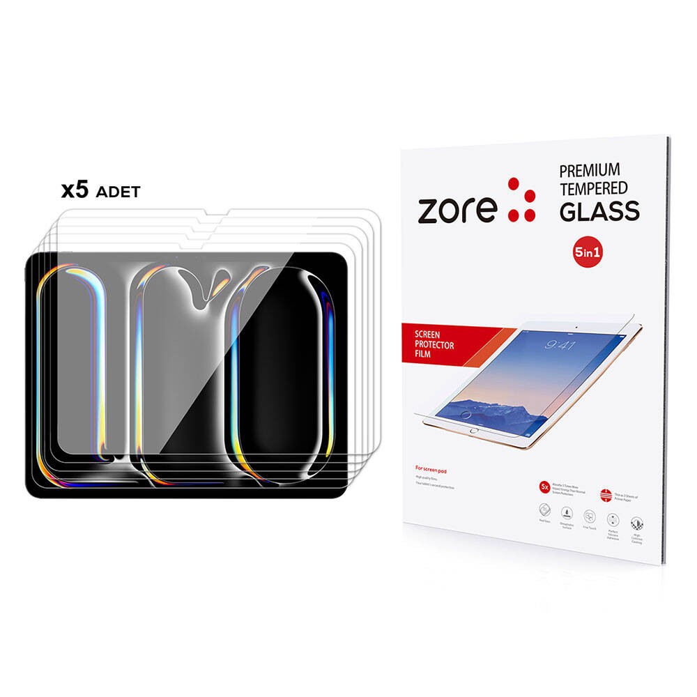 iPad 13 Pro 2024 Zore 5in1 Tablet Temperli Cam Ekran Koruyucu