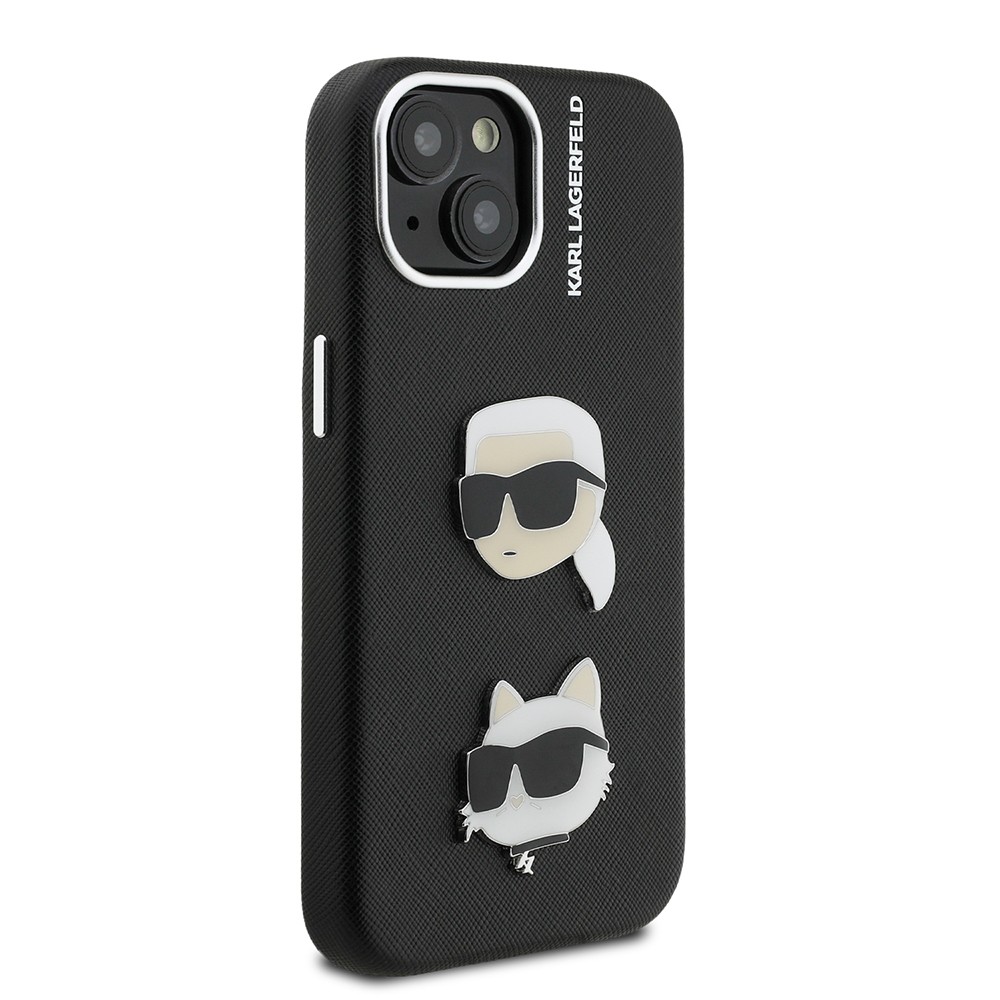 Apple iPhone 15 Kılıf Karl Lagerfeld Orjinal Lisanslı K&C Heads Pin Kapak