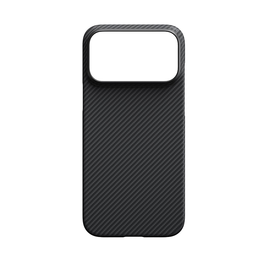 Apple iPhone 17 Pro Max Kılıf M-safe Şarj Özellikli 1500D Aramid Fiber Pitaka Ultra-Slim Classic Serisi Black-Grey Twill Kapak