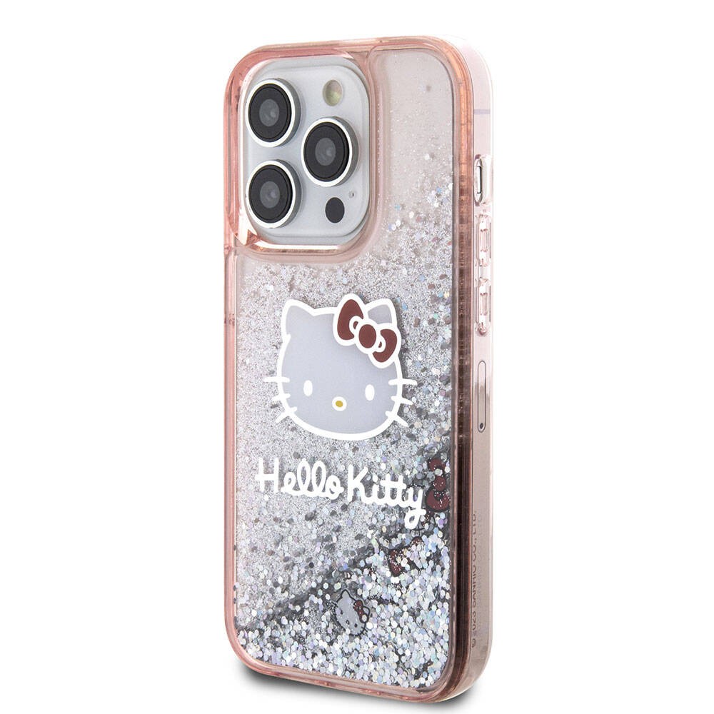 iPhone 15 Pro Kılıf Hello Kitty Orjinal Lisanslı İkonik Sıvılı Glitter Kılıf