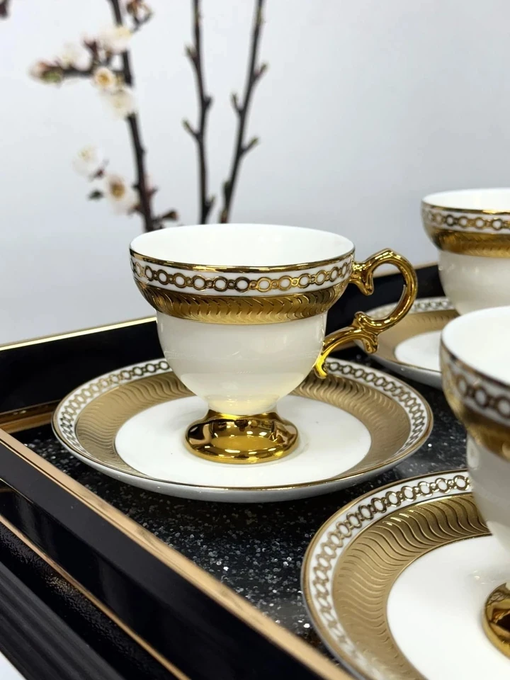 KOSAVA 6 Kişilik Porselen Fincan Takımı 90 cc