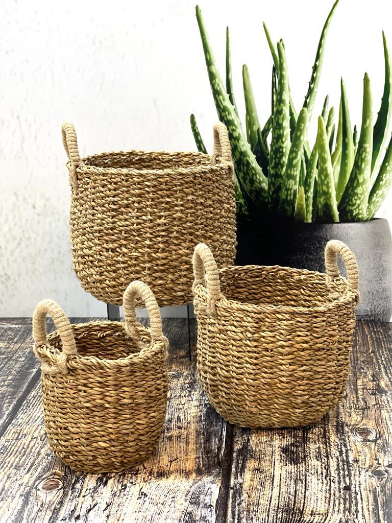 Gj16177 Hasır Yuv. Naturel Sepet S/3