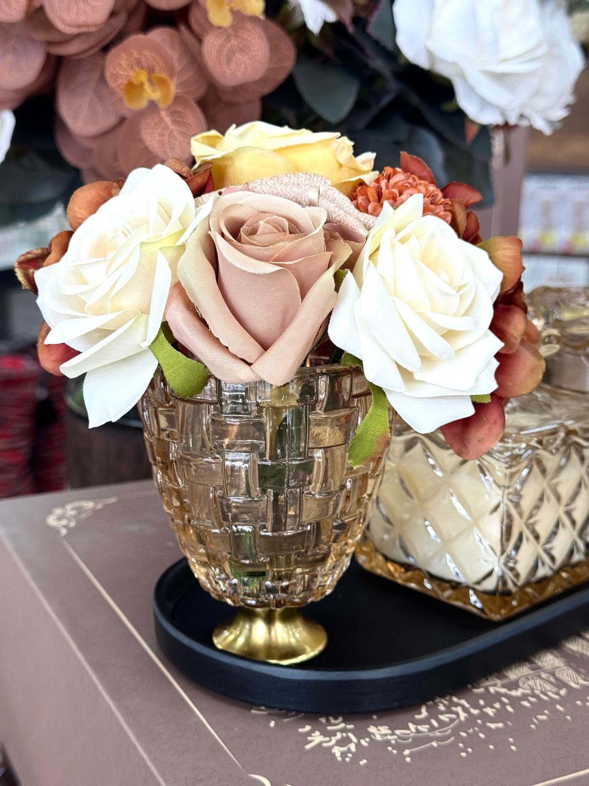 Tasarım Cam Mumluk Ve Koku Seti-Amber