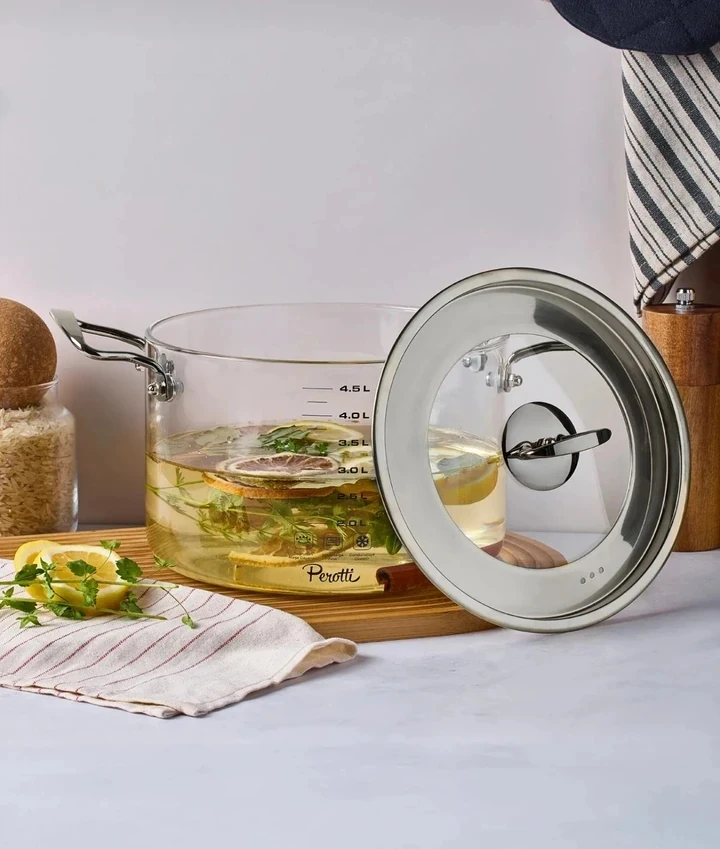 Perotti LOGAN SİLVER 4,5 LİTRE ISIYA DAYANIKLI CAM TENCERE