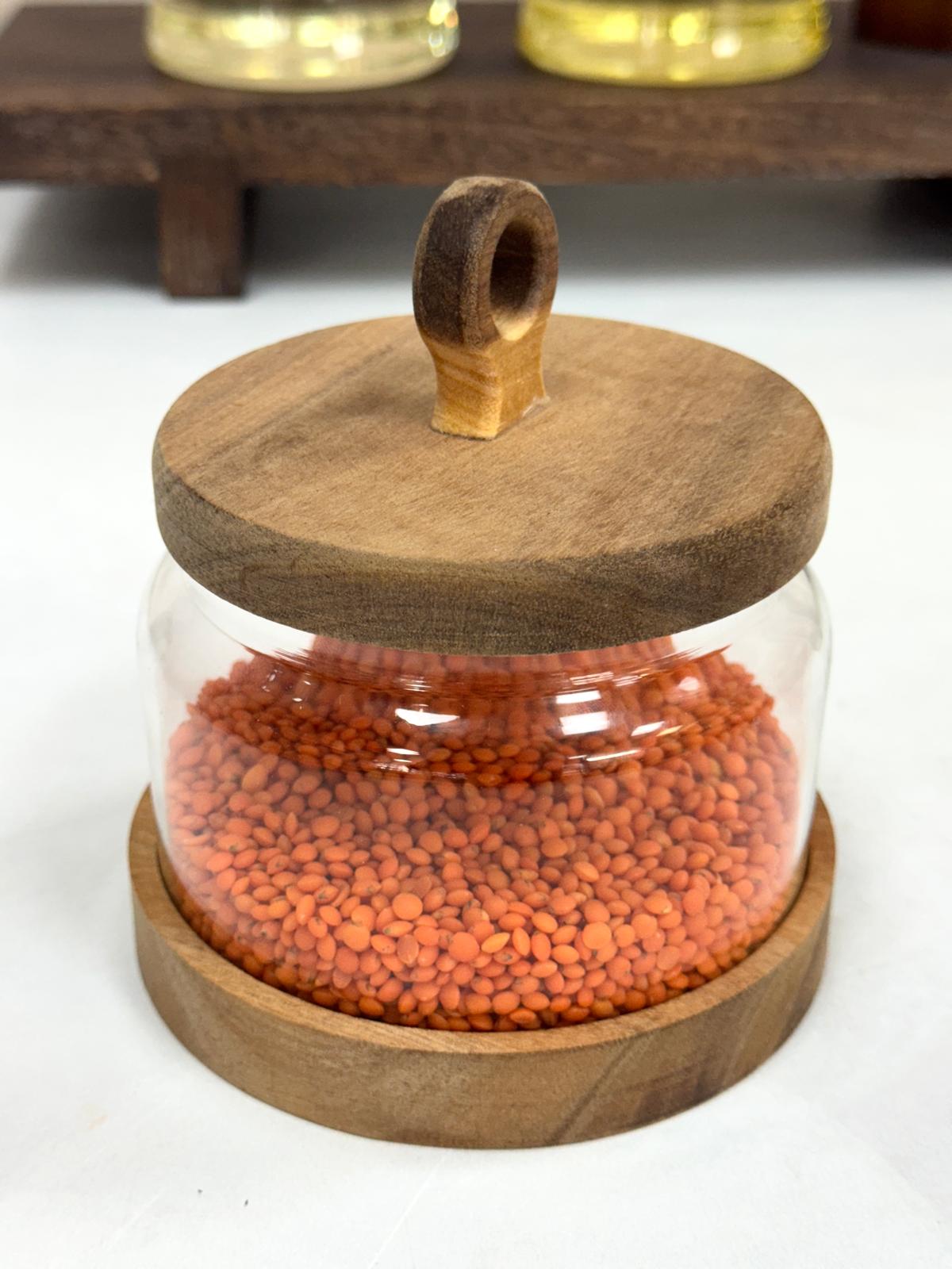 Nora 750 Ml Akasya Kapak Ve Standlı Kavanoz