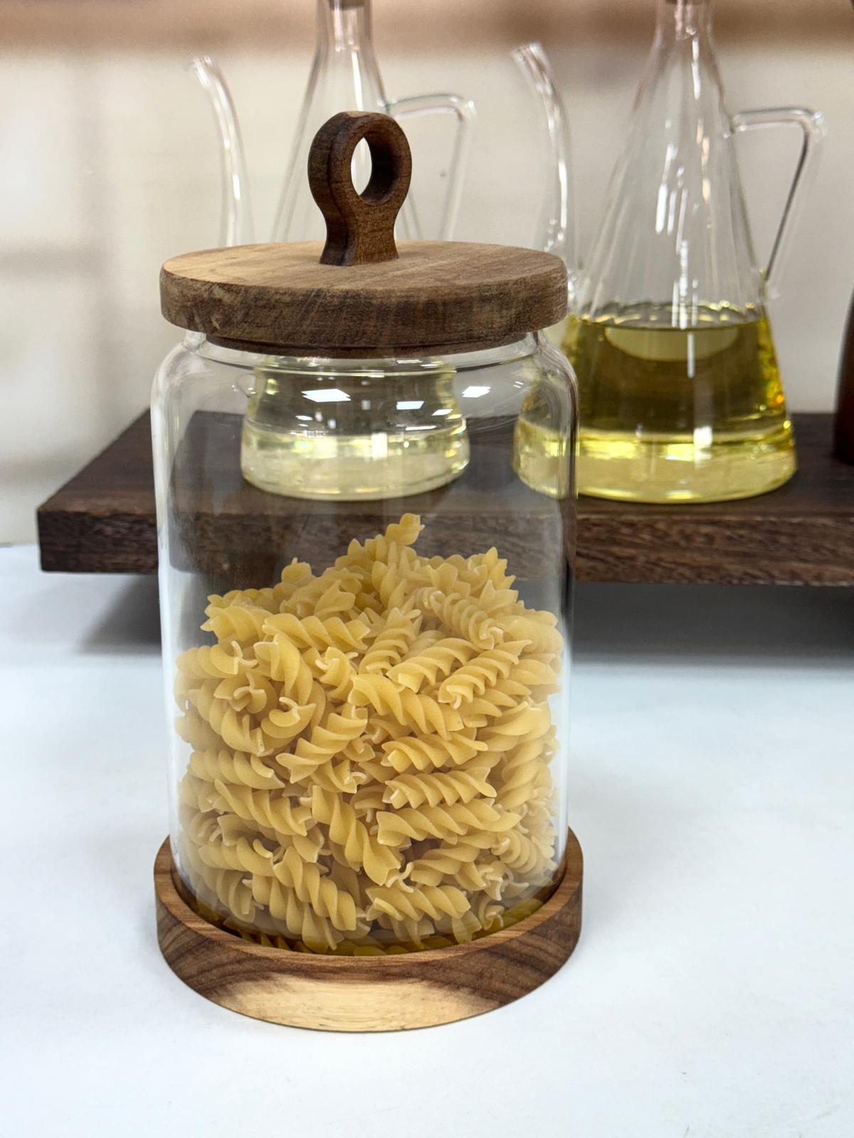 Nora 1850 Ml Akasya Kapak Ve Standlı Kavanoz