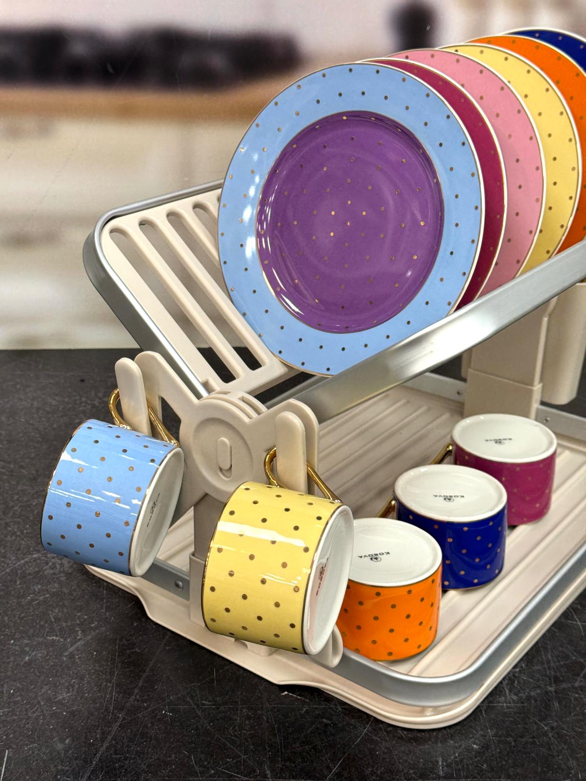 Alüminyum Paslanmaz İki Katlı Bulaşık Kurutma Sepeti 40x33 cm