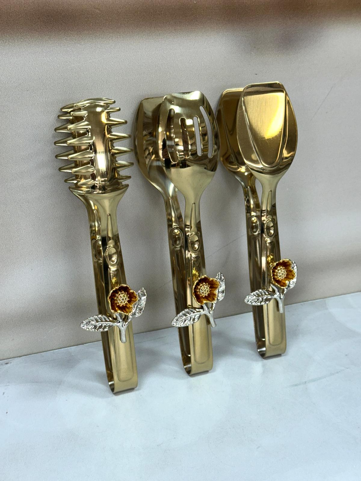 3 Lü Güllü Gold Maşa 22 Cm