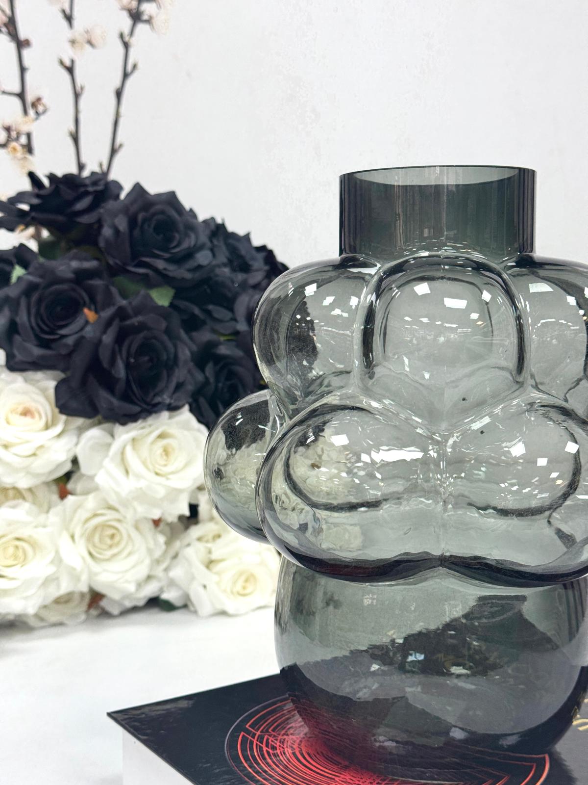 BUBBLE CAM VAZO BÜYÜK AÇIK GRİ 27 CM