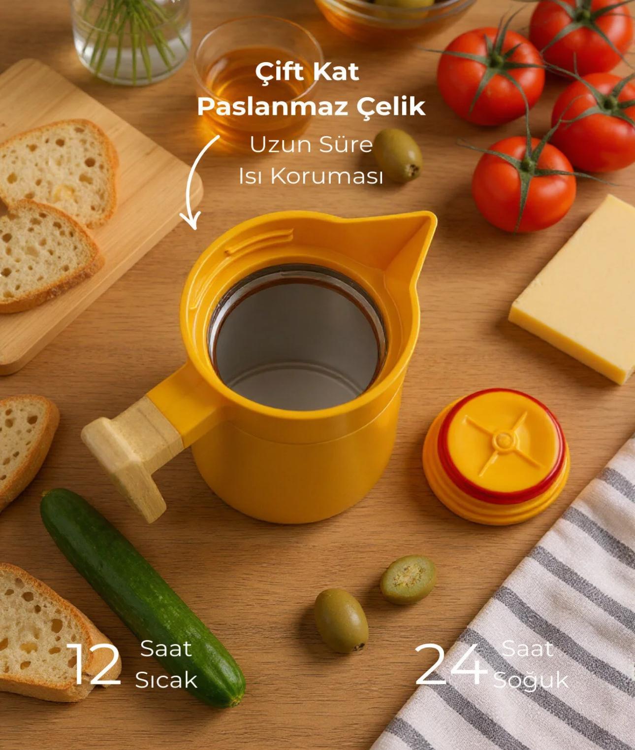 NORTH BAMBU SAPLI ÇELİK TERMOS 2 LİTRE-TURUNCU