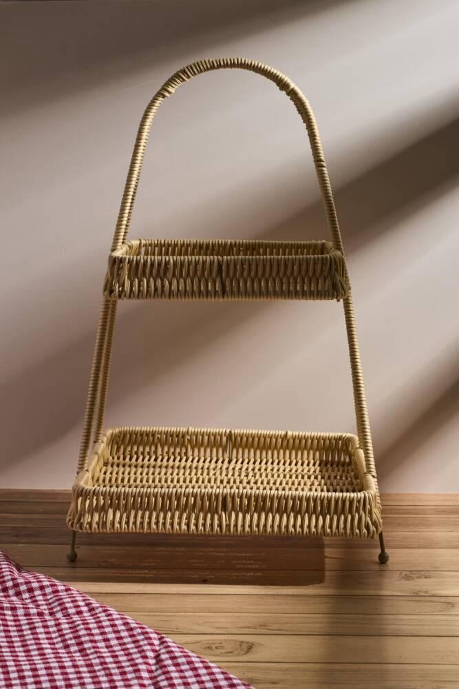 Perotti 2 Katlı Rattan Organizer Sepet