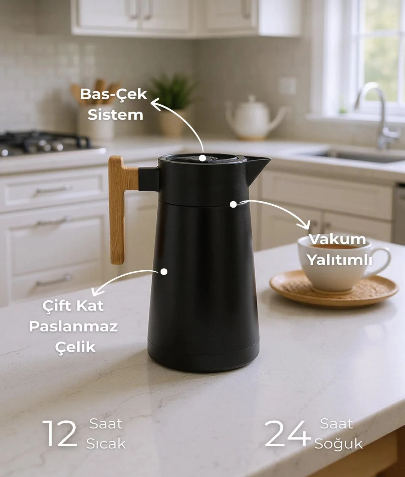 NORTH 2 LİTRE ÇELİK TERMOS-SİYAH