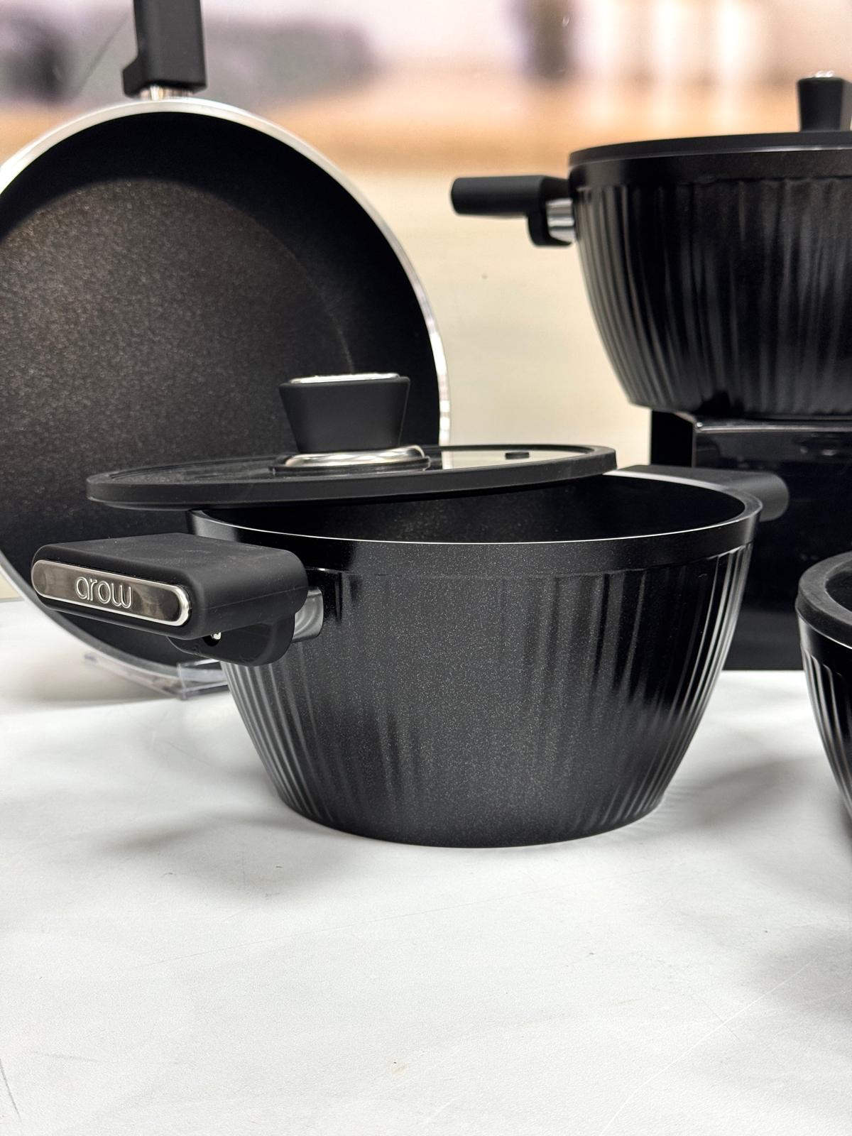 GİALLO NONSTİCK 7 PARÇA GRANİT DÖKÜM TENCERE SETİ SİYAH