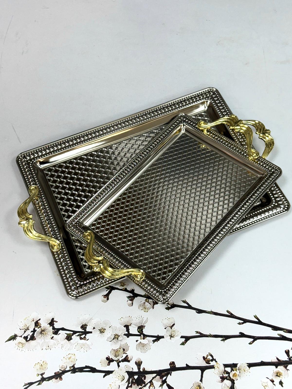 Metal 2 Li Dikdörtgen Tepsi Seti 50/32 Cm 41/25 Cm