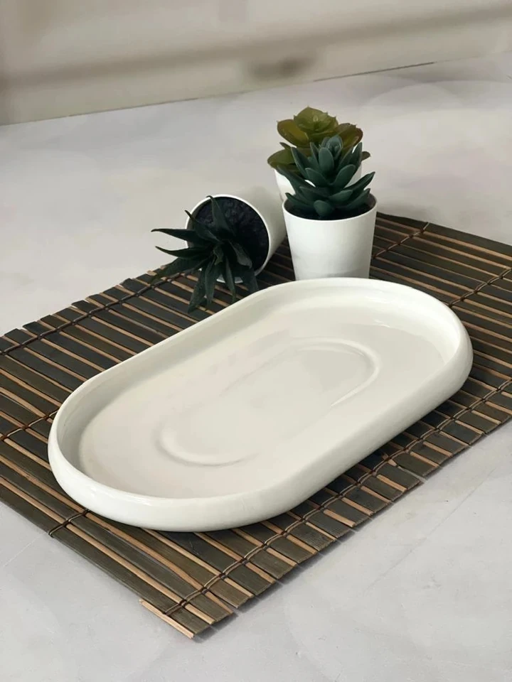 ACAR Bianco Perla Oval Tabak 26.8x16x2 cm