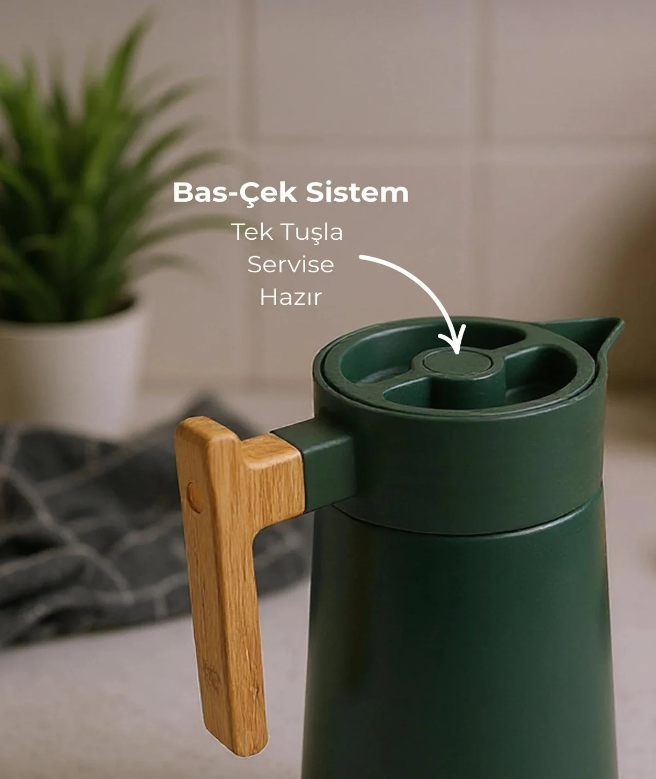 NORTH BAMBU SAPLI ÇELİK TERMOS-YEŞİL 2 LİTRE